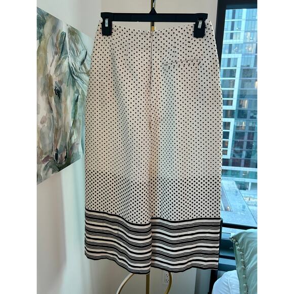 Topshop | Cropped Wide-Leg Pleated Trousers | Striped & Polka Dot | Petite Sz 4 - Picture 3 of 5